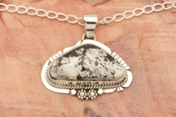 Genuine White Buffalo Turquoise Sterling Silver Pendant